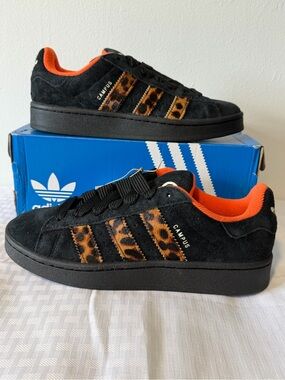 Women's Adidas Campus 00s Black Leopard Stripes Casual Shoes / JH9767 / Size 8